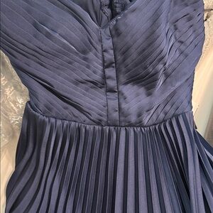 Macy's Elegant Navy Pleated Prom Dress